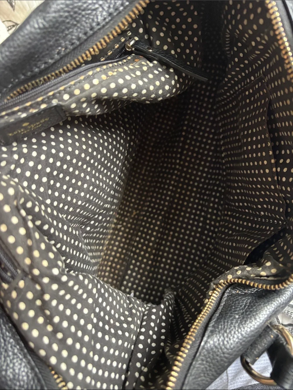 kate spade Black Pebble Leather Tote with Gold Accents
